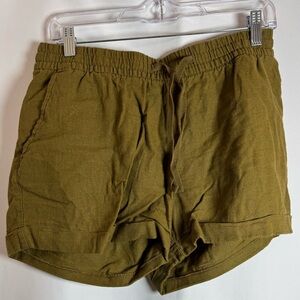 Old Navy Women’s Olive Green Linen Cuffed Shorts M